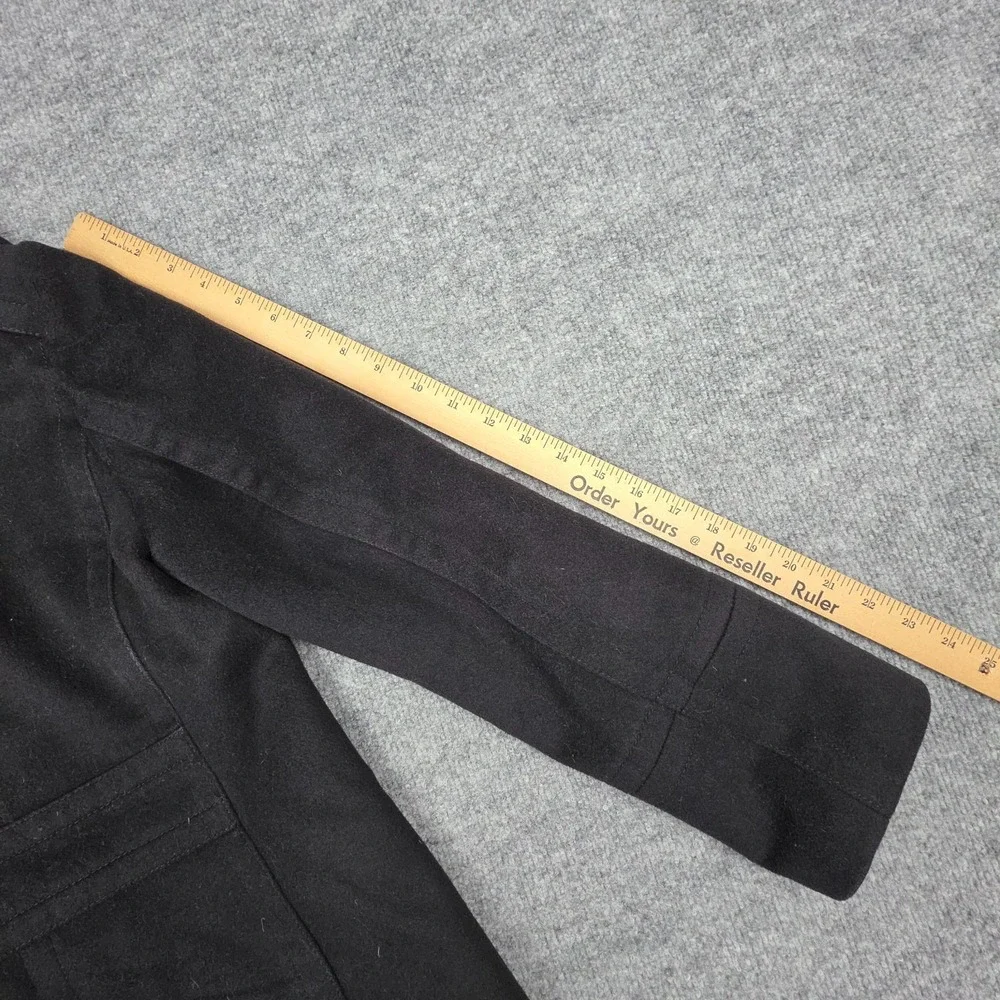 J Crew Wool Pea Coat Women's XS Black Double Breast Six Button Lined Thick - Picture 9 of 9